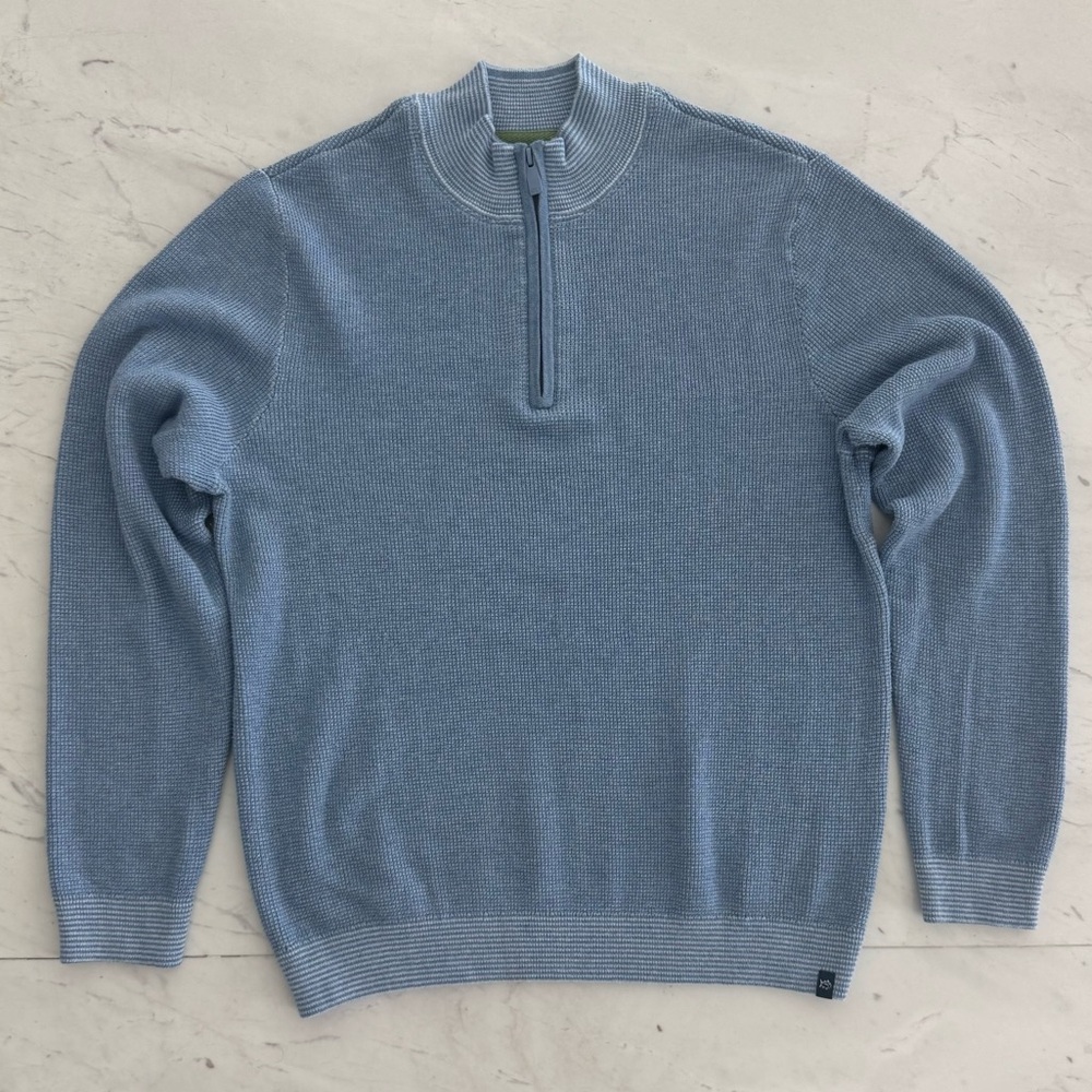 Southern Tide Men’s 1/4 Zip Sweater Light Blue M – Oversized